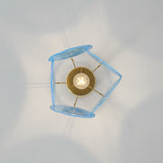 Glam Blue Iridescent Swirl Glass Round 1-Light Semi Flush