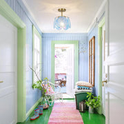 Glam Blue Iridescent Swirl Glass Round 1-Light Semi Flush
