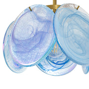 Glam Blue Iridescent Swirl Glass Round 1-Light Semi Flush