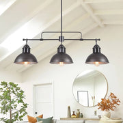 Industrial 3-light Island Pot Lid Dome Pendant