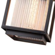 IP23 1-Light Black Ribbed Glass Outdoor Wall Lantern