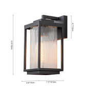 IP23 1-Light Black Ribbed Glass Outdoor Wall Lantern
