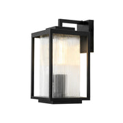 IP23 1-Light Black Ribbed Glass Outdoor Wall Lantern