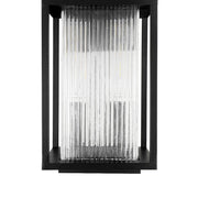 IP23 1-Light Black Ribbed Glass Outdoor Wall Lantern