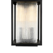 IP23 1-Light Black Ribbed Glass Outdoor Wall Lantern