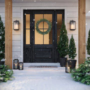IP23 1-Light Black Ribbed Glass Outdoor Wall Lantern