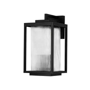 IP23 1-Light Black Ribbed Glass Outdoor Wall Lantern