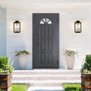 IP23 1-Light Black Ribbed Glass Outdoor Wall Lantern