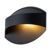 IP23 Black Flat Oval 1-Light Iron Outdoor Wall Sconce