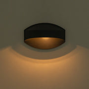 IP23 Black Flat Oval 1-Light Iron Outdoor Wall Sconce