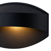 IP23 Black Flat Oval 1-Light Iron Outdoor Wall Sconce