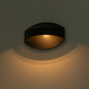 IP23 Black Flat Oval 1-Light Iron Outdoor Wall Sconce