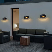IP23 Black Flat Oval 1-Light Iron Outdoor Wall Sconce