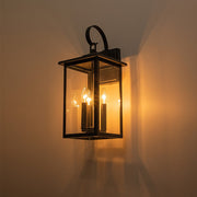 IP23 Matte Black Farmhouse 3-Light Lantern Outdoor Wall Light