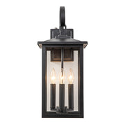 IP23 Matte Black Farmhouse 3-Light Lantern Outdoor Wall Light