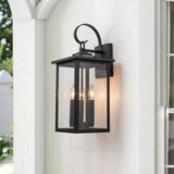 IP23 Matte Black Farmhouse 3-Light Lantern Outdoor Wall Light