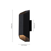 IP54 Up and Down Black Geometric Tube LED Outdoor Wall Light