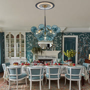 Modern Cluster Blue Glass Globe Bubble Chandelier