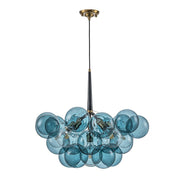 Modern Cluster Blue Glass Globe Bubble Chandelier