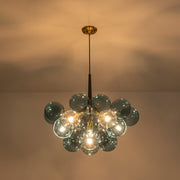 Modern Cluster Blue Glass Globe Bubble Chandelier