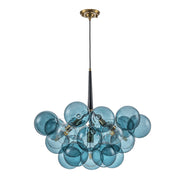 Modern Cluster Blue Glass Globe Bubble Chandelier