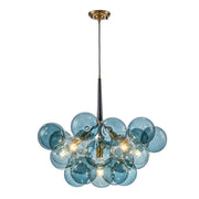 Modern Cluster Blue Glass Globe Bubble Chandelier