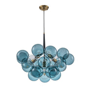 Modern Cluster Blue Glass Globe Bubble Chandelier