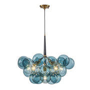 Modern Cluster Blue Glass Globe Bubble Chandelier