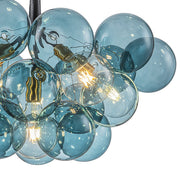 Modern Cluster Blue Glass Globe Bubble Chandelier