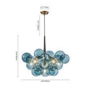 Modern Cluster Blue Glass Globe Bubble Chandelier
