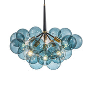 Modern Cluster Blue Glass Globe Bubble Chandelier