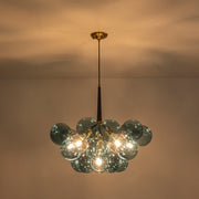 Modern Cluster Blue Glass Globe Bubble Chandelier