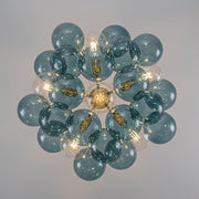 Modern Cluster Blue Glass Globe Bubble Chandelier