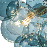 Modern Cluster Blue Glass Globe Bubble Chandelier