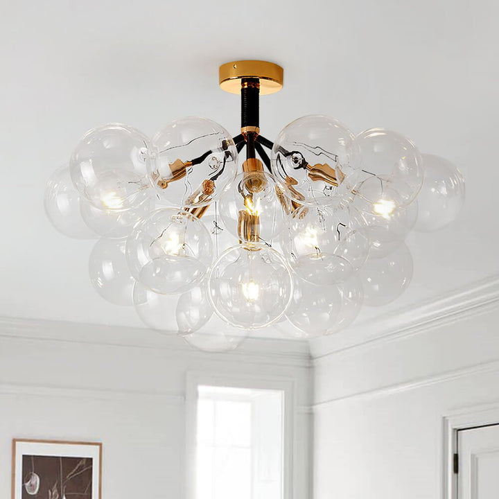 Modern Cluster Glass Bubble Chandelier / Semi Flush