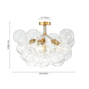 Modern Cluster Glass Bubble Chandelier / Semi Flush