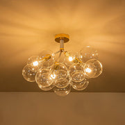 Modern Cluster Glass Bubble Chandelier / Semi Flush