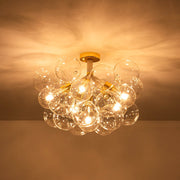 Modern Cluster Glass Bubble Chandelier / Semi Flush
