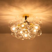 Modern Cluster Glass Bubble Chandelier / Semi Flush