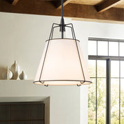 Modern Fabric Conical Drum Cage Pendant Light