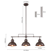 Modern Farmhouse 3-light Island Pot Lid Dome Pendant