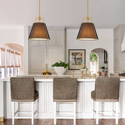 Modern Fabric Conical Drum Cage Pendant Light