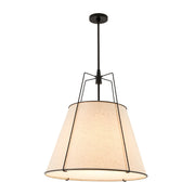 Modern Linen Conical Drum Cage Pendant Light
