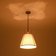 Modern Linen Conical Drum Cage Pendant Light
