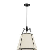 Modern Linen Conical Drum Cage Pendant Light