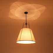 Modern Linen Conical Drum Cage Pendant Light