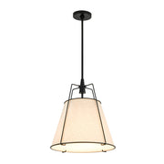 Modern Linen Conical Drum Cage Pendant Light