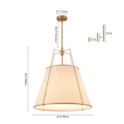 Modern Linen Conical Drum Cage Pendant Light