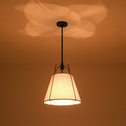 Modern Linen Conical Drum Cage Pendant Light
