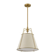 Modern Linen Conical Drum Cage Pendant Light